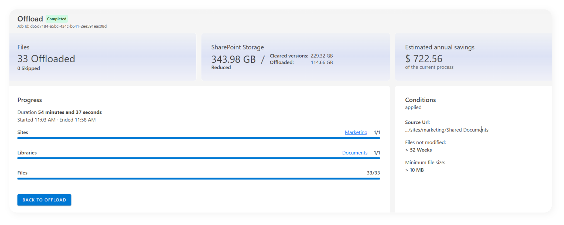 ShArc offload screen