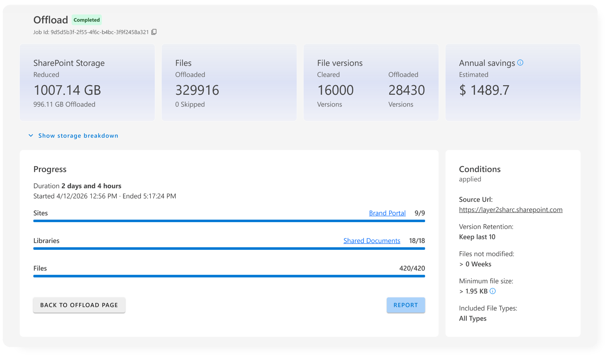 ShArc offload screen