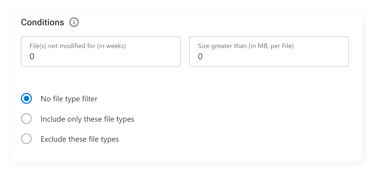Screenshot of offload conditions that can be set in ShArc. 