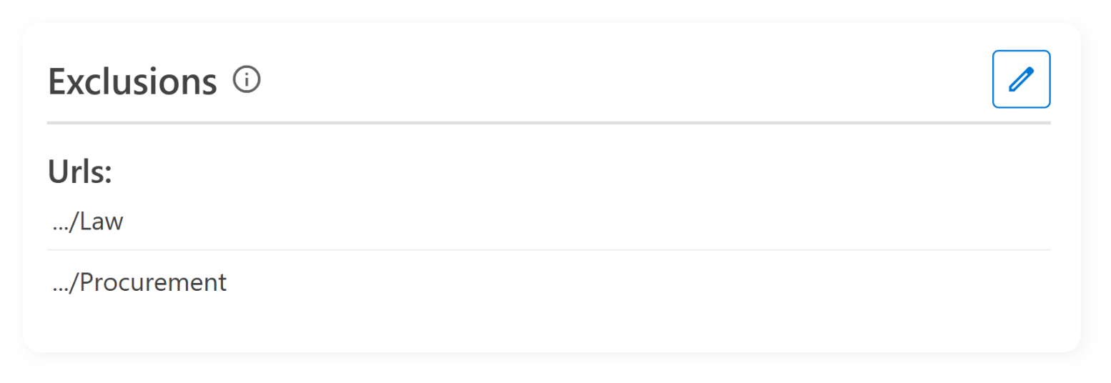 Screenshot of exclusions in ShArc's policy management