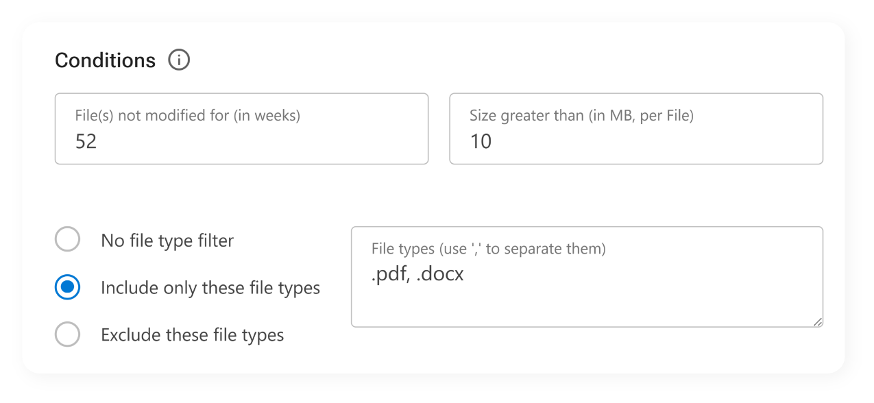Screenshot of ShArc's conditions