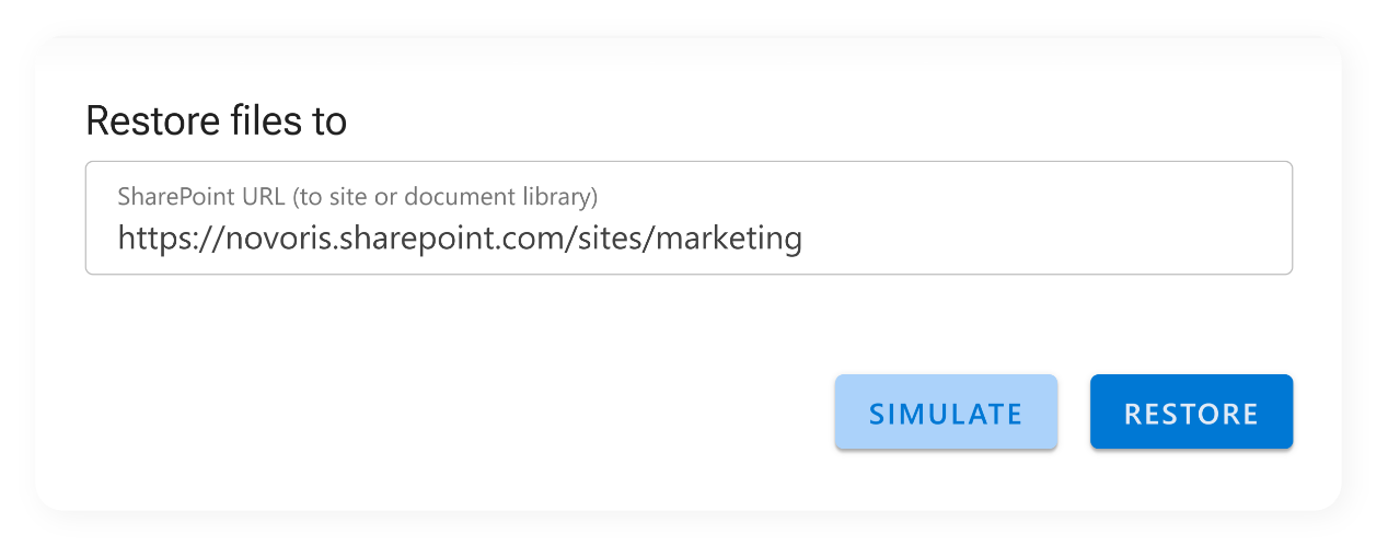 Screenshot of how to restore ShArePoint sites and libraries with ShArc. 