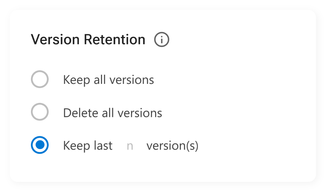 Screenshot of version retention