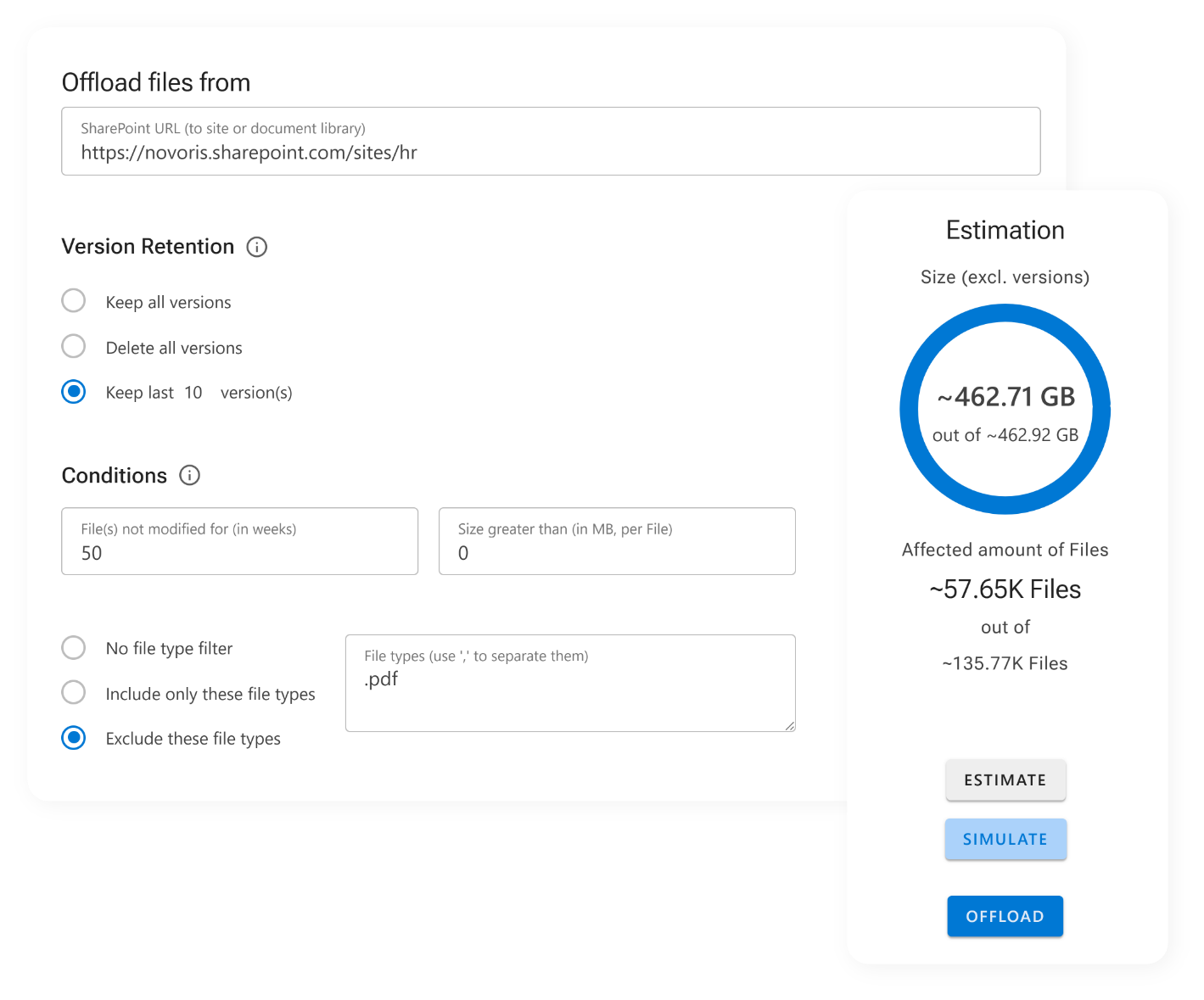 Screenshot of offload conditions and estimation in ShArc. Screenshot of offload conditions and estimation in ShArc.